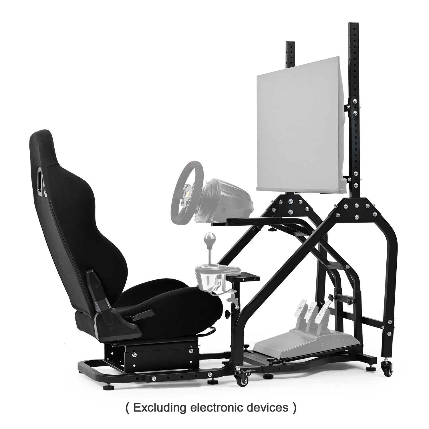 Minneer  Driving Simulator Cockpit with Movable Monitor Stand and Adjustable Seat Fit for Logitech G29 G923 G920 /Thrustmaster T80 T150 T248，Seat, Steering Wheel, Monitor and Foot Pedal Not Provided