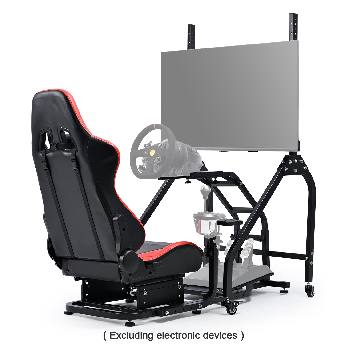 Minneer G29 Racing Simulator Cockpit with Removable Monitor Stand and Adjustable Gaming Seat for Logitech G923 G920 / Thrustmaster T80 T150 T248, Seat, Steering Wheel, Monitor, and Foot Pedals not supplied.