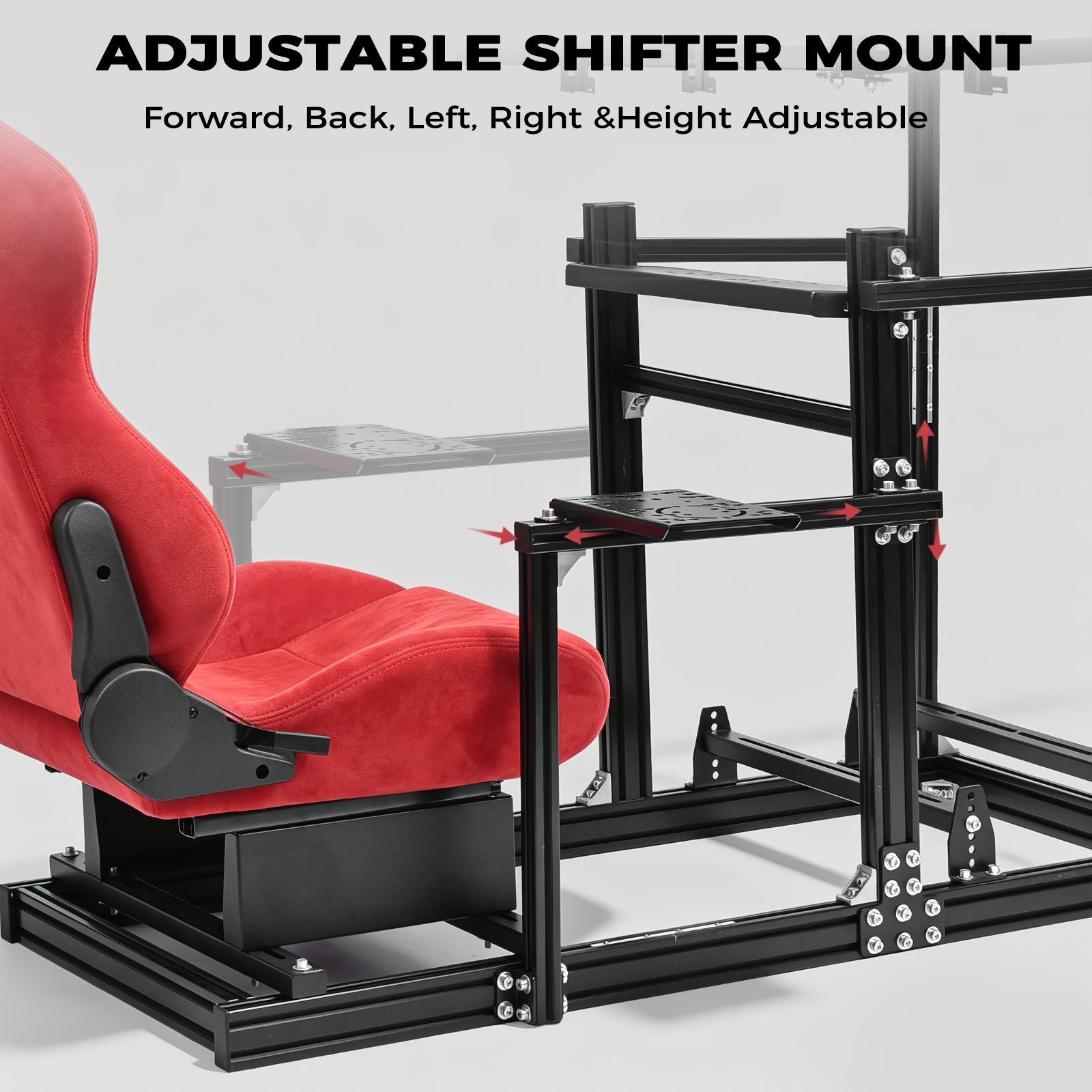 Minneer 3060&3030 Aluminium Racing Simulator Cockpit with Red Suede Seat, fit for Fanatec, for Logitech, for Thrustmaster, Racing Stand with Triple TV Mount, Steering Wheel and Pedals Not Include