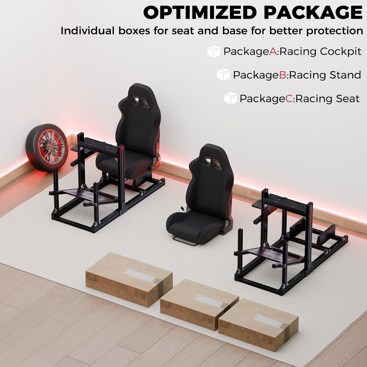 Minneer 4080 Aluminum  Profile Racing Sim Cockpit with Black Seat, Ultra Strength & Rigidity, Fit for Logitech,Thrustmaster, Fanatec G29 G923 T248,  Not Include Steering Wheel,Pedals,Handbrake