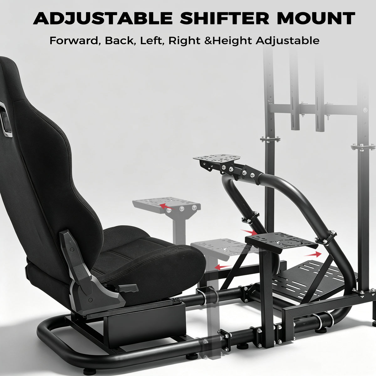 Minneer Immersive Racing Simulator Cockpit with Black Seat and TV Stand, Upgrade&Adjustable, Fit for Logitech/Fanatec/Thrustmaster G29 T248 T300, Steering Wheel Stand Not Included Wheel,Pedal & Handbrake
