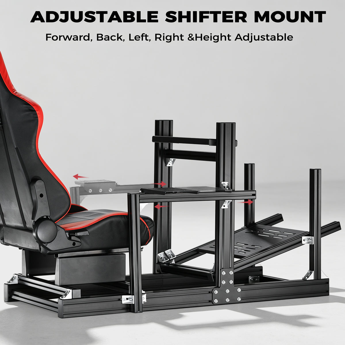 Minneer 4080 Aluminium Profile Racing Sim Cockpit with Red Seat, Fully Adjustability, Fit for Logitech,Thrustmaster, Fanatec G29 G923 T248,  Not Include Steering Wheel,Pedals,Handbrake