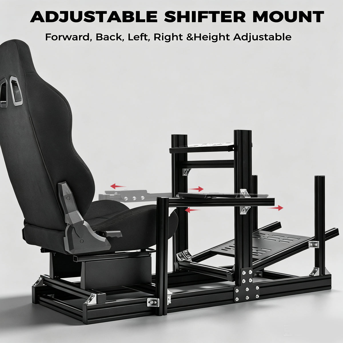 Minneer 4080 Aluminum  Profile Racing Sim Cockpit with Black Seat, Ultra Strength & Rigidity, Fit for Logitech,Thrustmaster, Fanatec G29 G923 T248,  Not Include Steering Wheel,Pedals,Handbrake