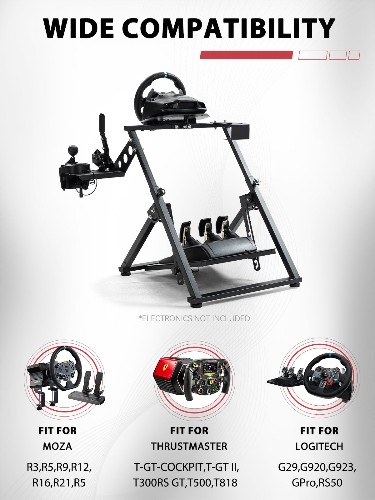 Minneer Foldable Racing Simulator Stand Fits for Logitech/Thrustmaster