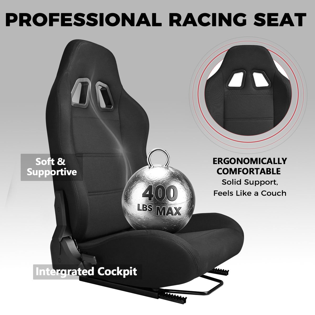 Minneer 4080 Aluminum  Profile Racing Sim Cockpit with Black Seat, Ultra Strength & Rigidity, Fit for Logitech,Thrustmaster, Fanatec G29 G923 T248,  Not Include Steering Wheel,Pedals,Handbrake