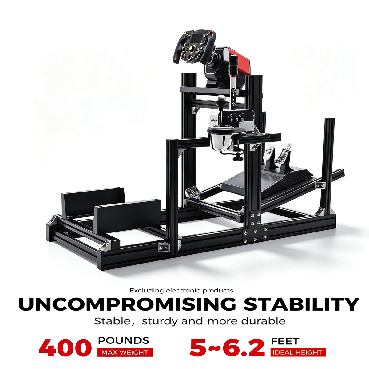 Minneer 4080 Aluminium Profile Racing Sim Cockpit, Ultra Strength & Rigidity, Fit for Logitech,Thrustmaster, Fanatec G29 G923 T248,  Not Include Steering Wheel,Pedals,Handbrake