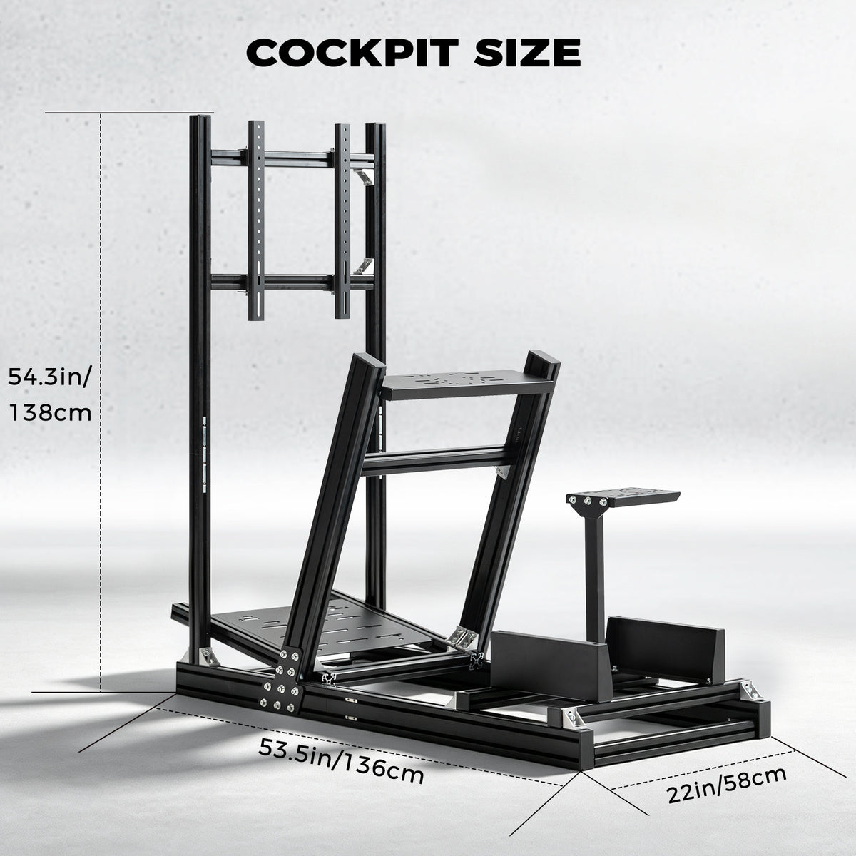 Minneer 4080 Aluminum Profile Racing Simulator Cockpit with Monitor Stand , Unlimited Adjustment, Fit for Thrustmaster, Fanatec, Moza, Logitech G29 GPro,  Sim Frame 8040，Not Include Steering,TV,Wheel,Pedals,Handbrake