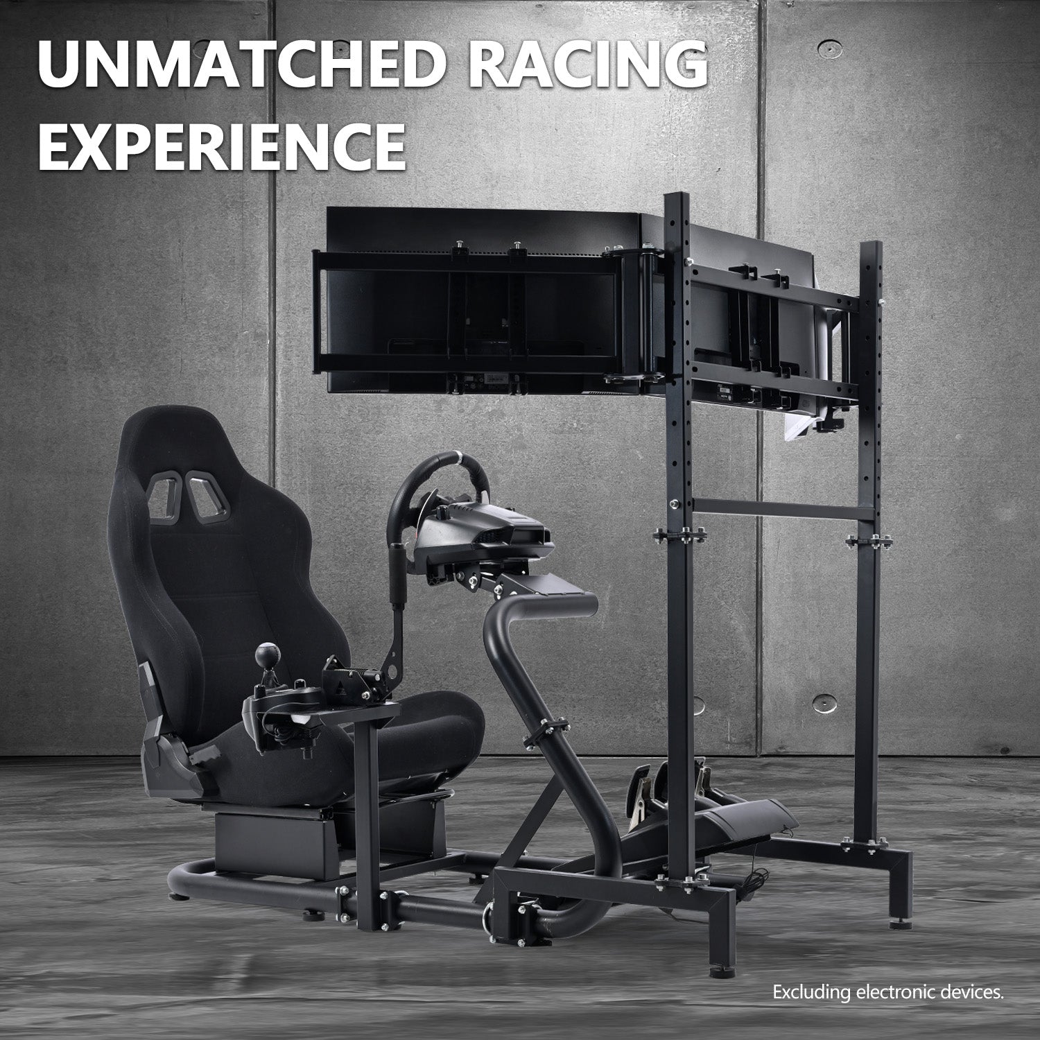Minneer Racing Sim Cockpit with Red Black and Triple Monitor Stand, Wide Compatibility, Fit for Logitech G29 G923, for Thrustmaster T248,  Not Include Steering Wheel,Pedals,Handbrake