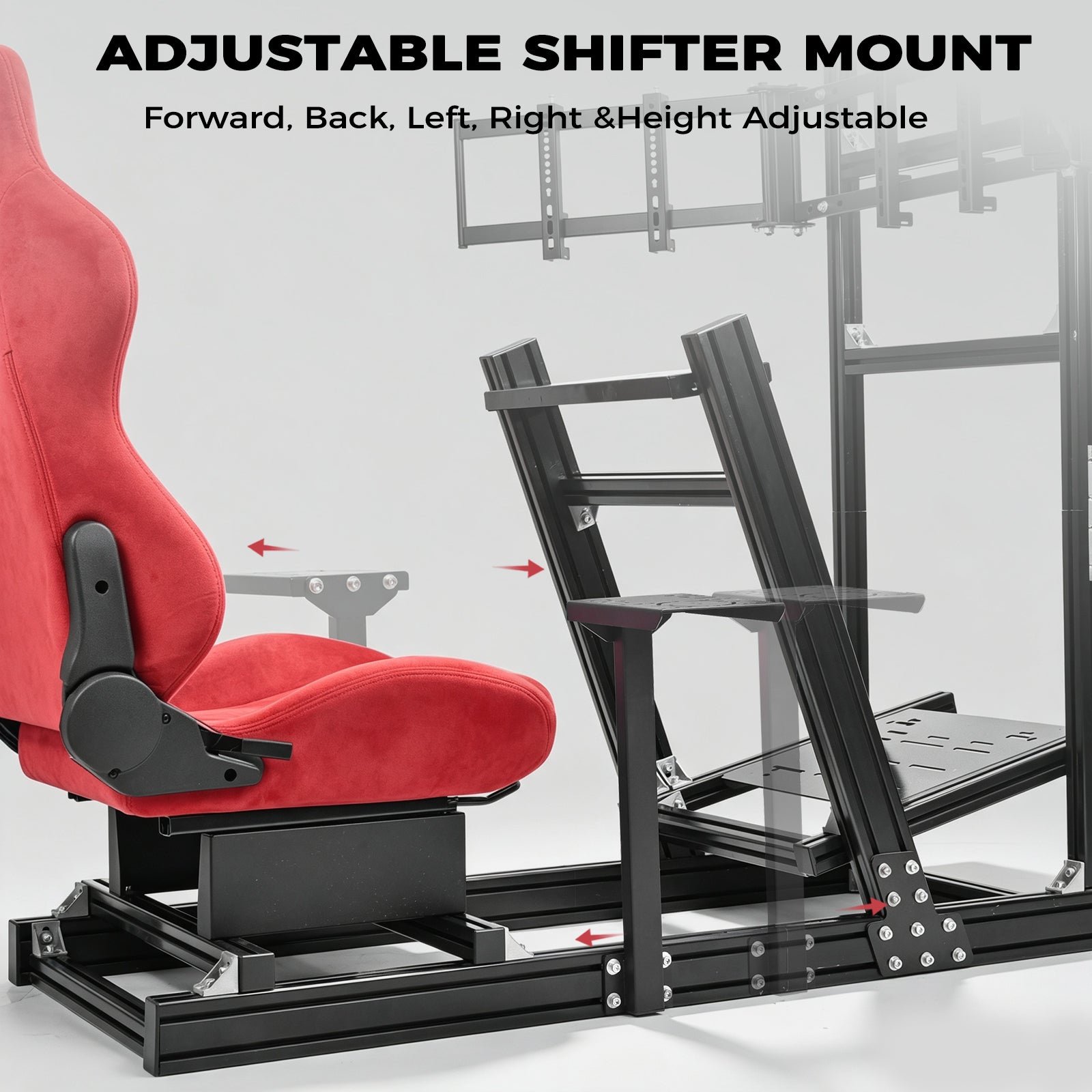 Minneer 4080 Aluminum Racing Simulator Cockpit with Suede Seat and Triple Monitor Stand, Fully Adjustability, Fit for Logitech, Thrustmaster, Fanatec G29 G920 T248, Not Include Steering Wheel,Pedals,Handbrake,Monitor