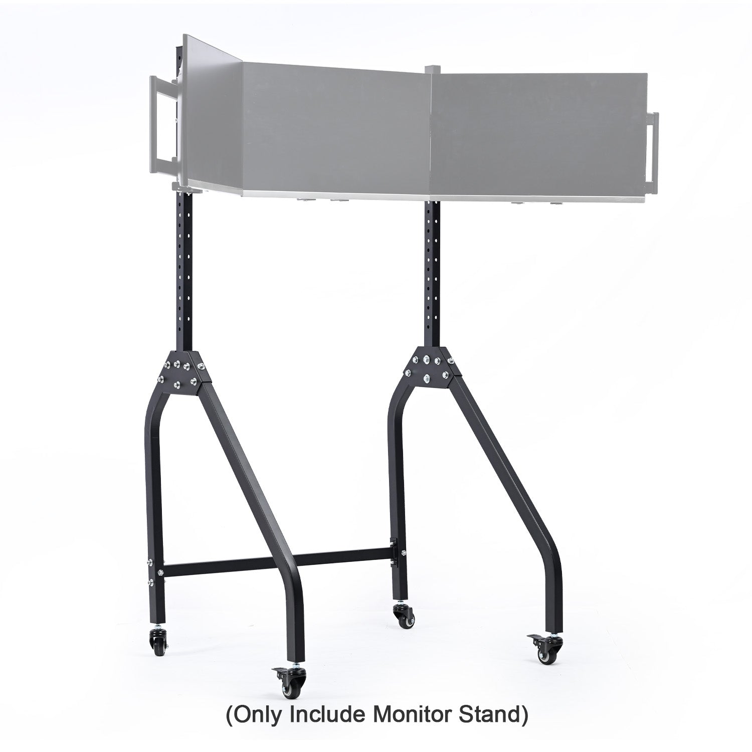 Minneer  Triple Monitor Stand with Brake Casters , Ergonomic Height/Tilt/Spacing Adjustment for 27 to 32 inch Monitors , Gaming Workstation Setup