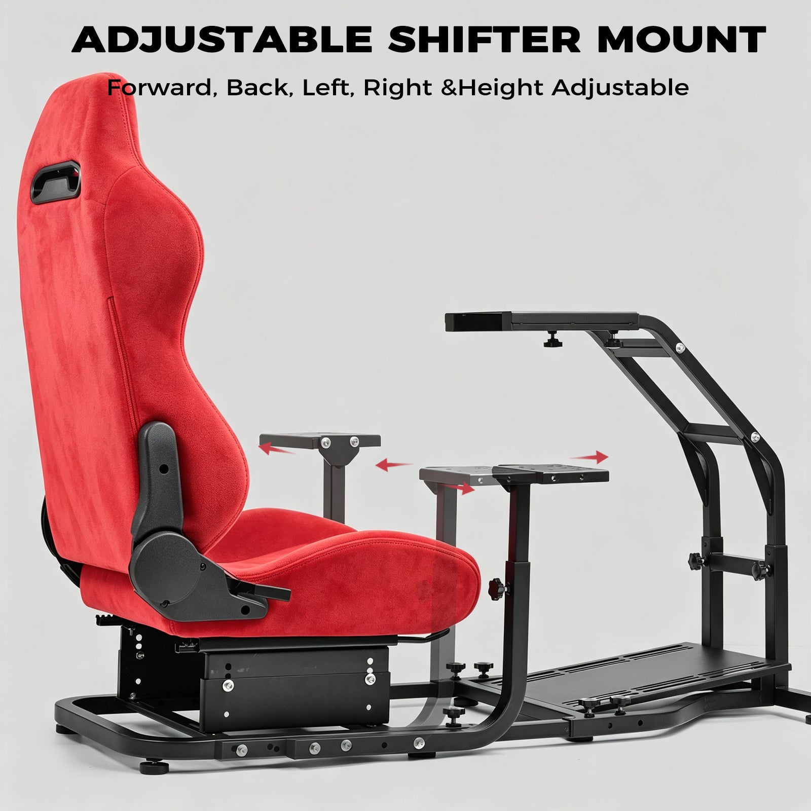 Minneer Driving Sim Cockpit with  Red Suede Seat  Unobstructed Design for Both Legs Fit for Logitech/Thrustmaster G29,G920,G923,G25&T300RS,T80,T150 Adjustable No Steering Wheel, Handbrake, Pedals