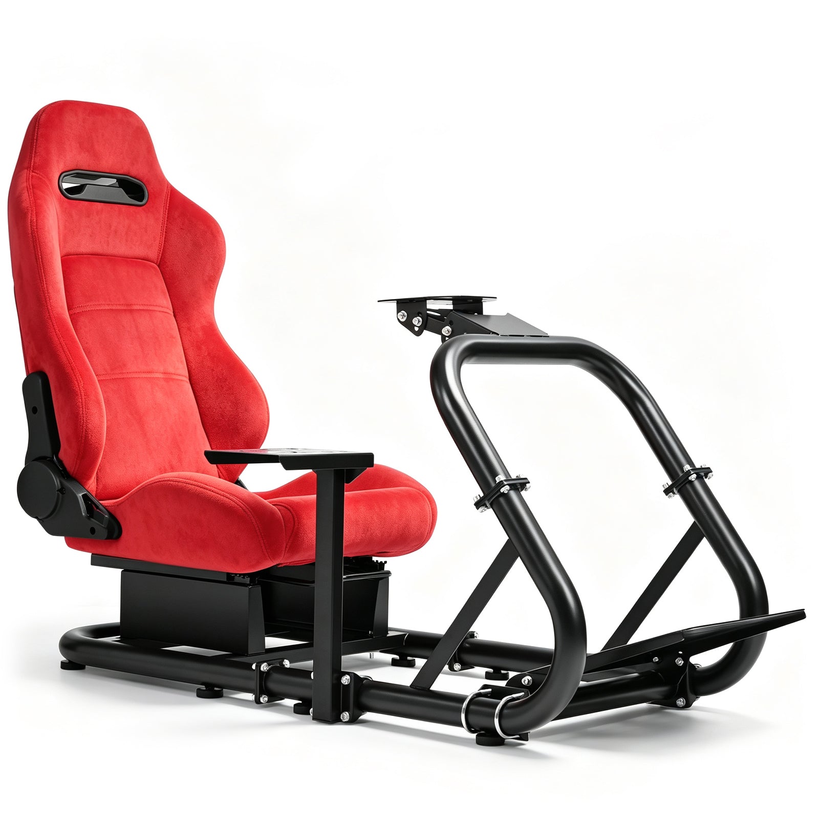 Minneer Racing Steering Wheel Stand with Red Suede Seat Fit for Logitech G29 G920, for Thrustmaster T248, for Fanatec,Gaming Simulator Cockpit, Wheel Pedal Handbrake Not Included