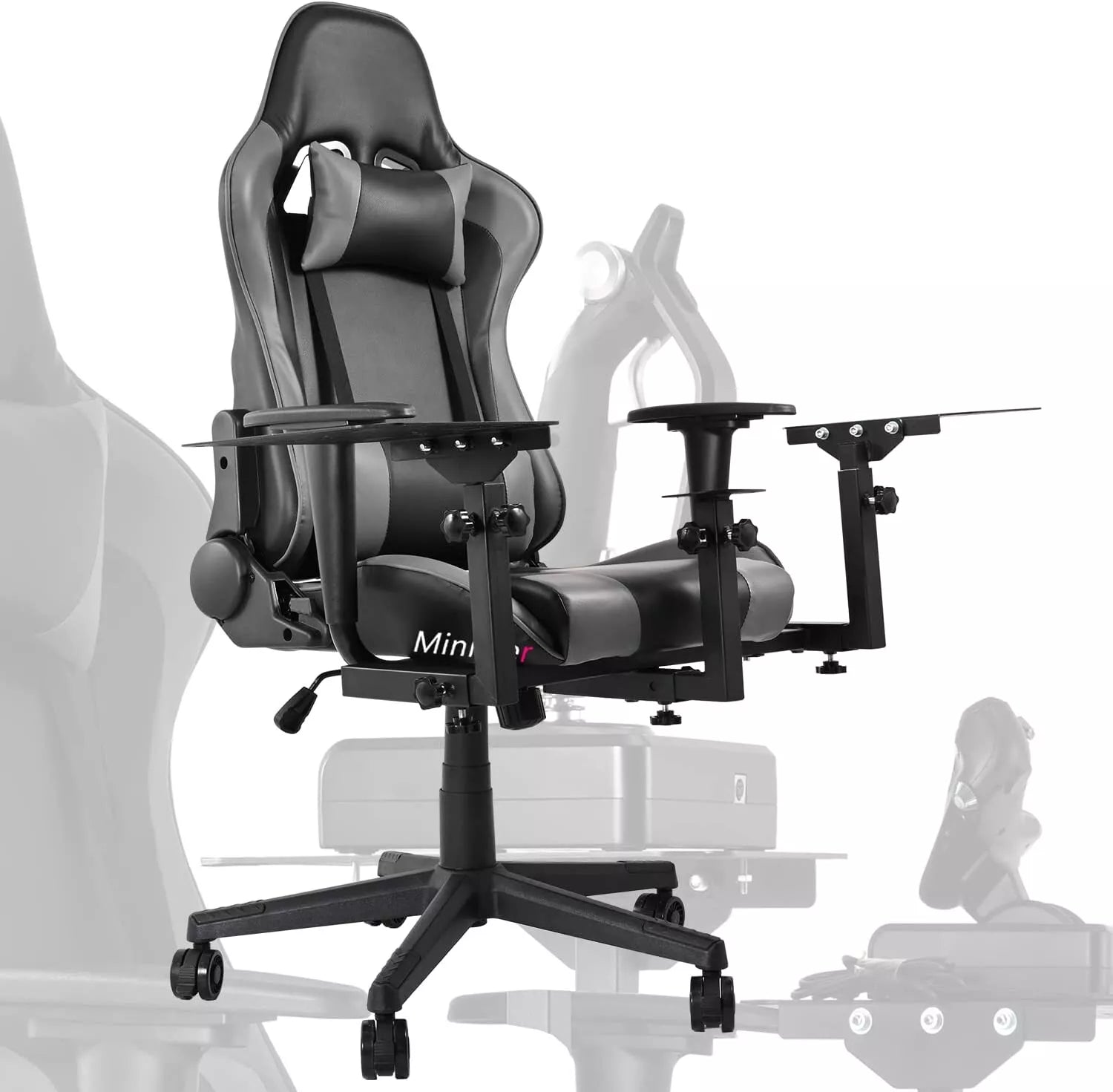 Minneer Flight Simulator Stand with Seat Fit Logitech X52 X56 Thrustmaster