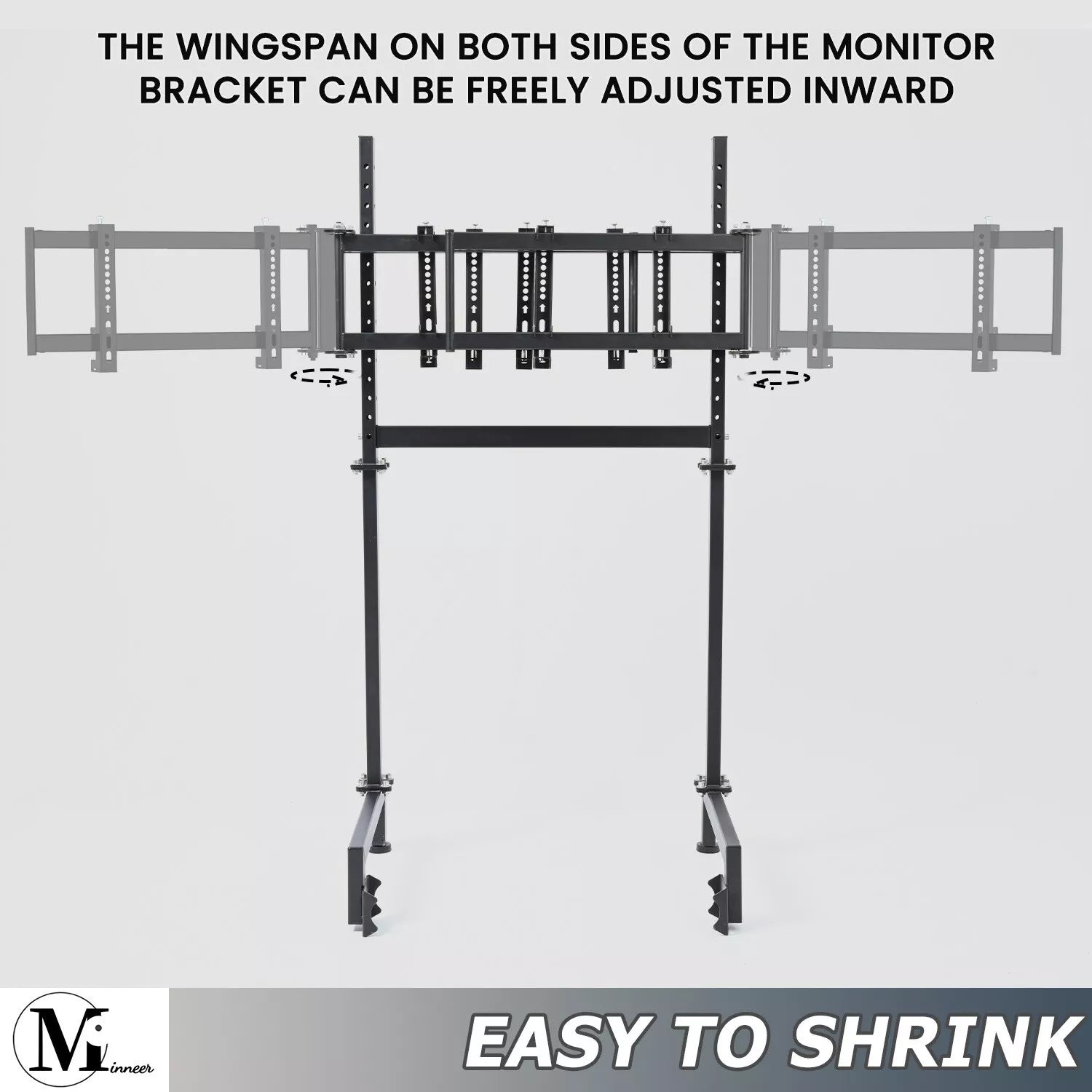 Minneer Triple Screen Monitor Stand For Round Tube Racing Simulator Cockpit