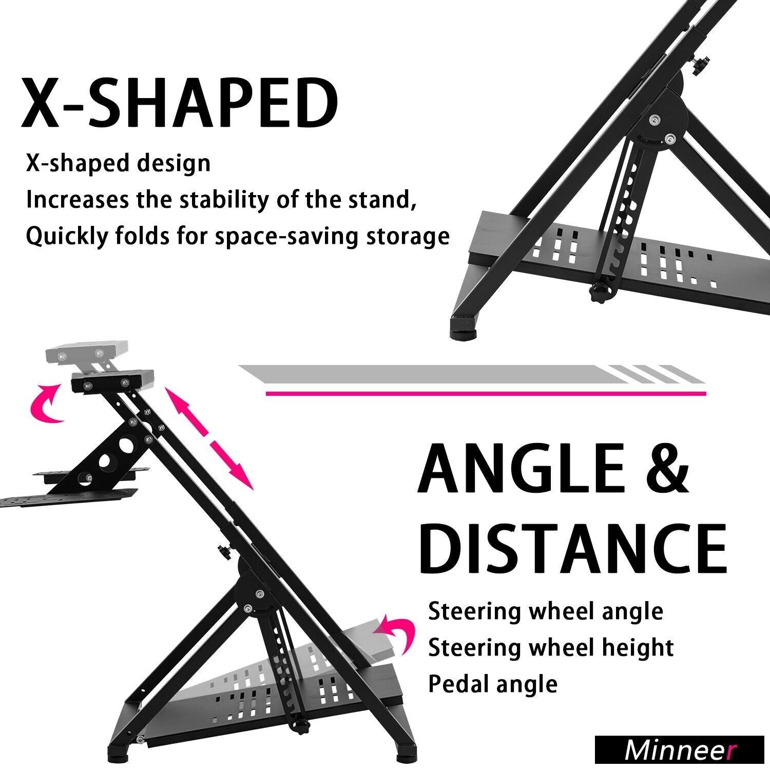 Minneer Foldable Flight Racing Wheel Stand Fit Logitch X52 X56 Thrustmaster HotasWarth A10C