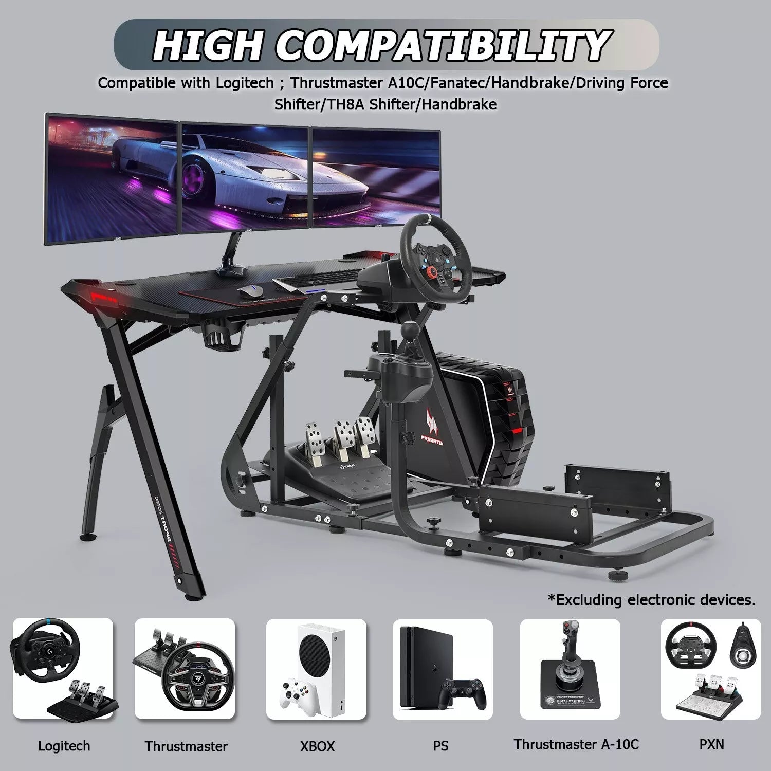 Minneer Racing Simulator Cocpit Stand Fit Logitech G923 Thrustmaster T300RS GT