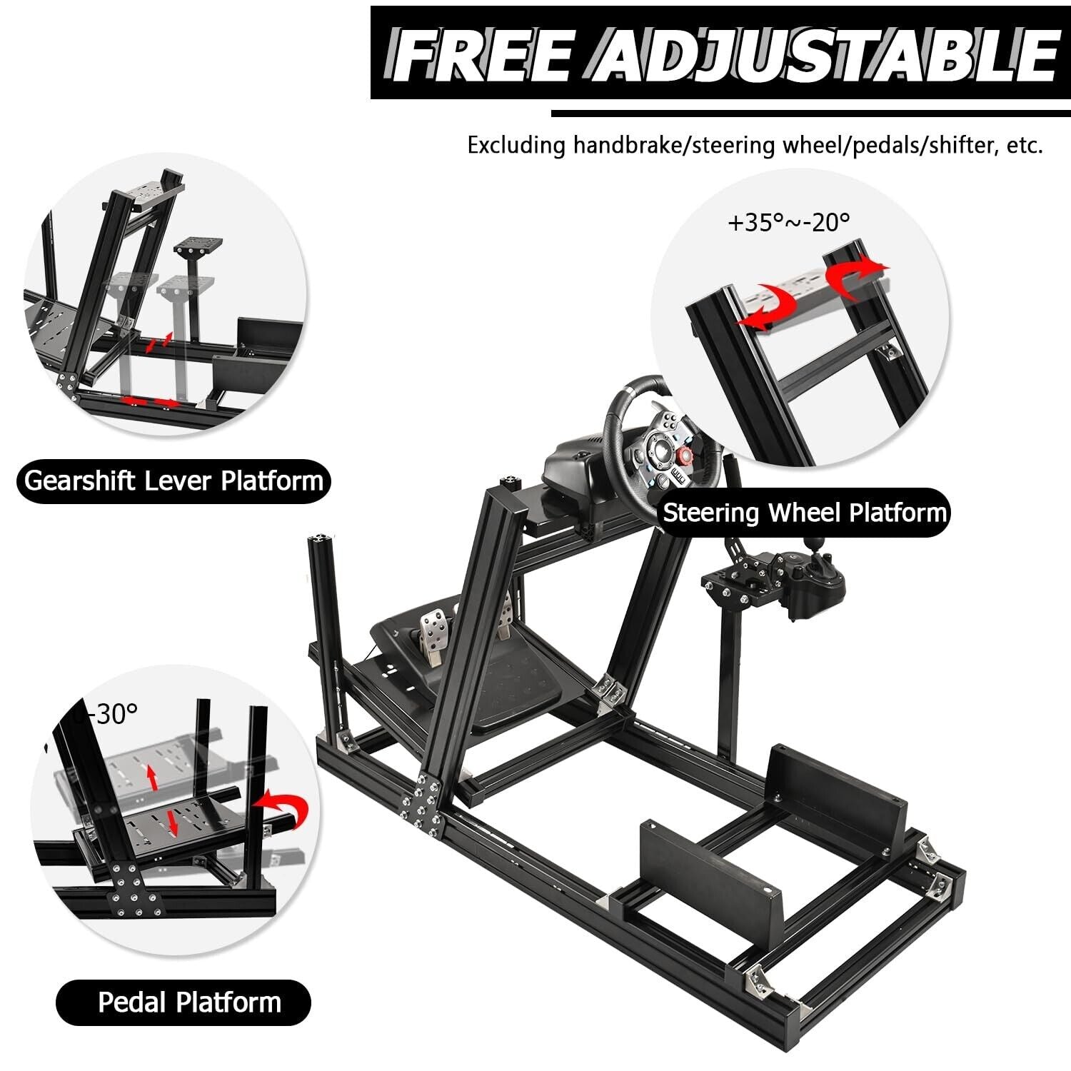 Minneer Aluminum Sim Racing Cockpit Fit Logitech Fanatec CSL-DD Thrustmaster