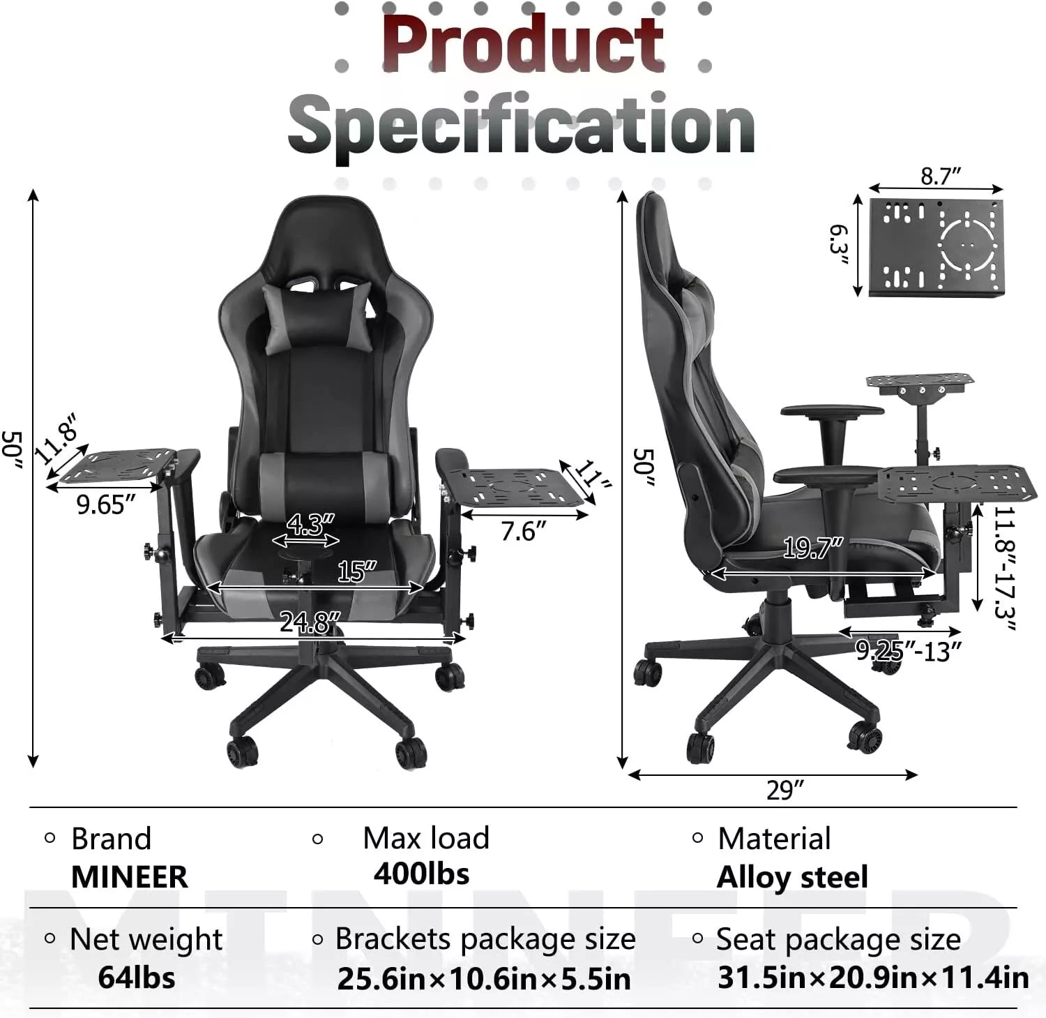 Minneer Flight Simulator Stand with Seat Fit Logitech X52 X56 Thrustmaster