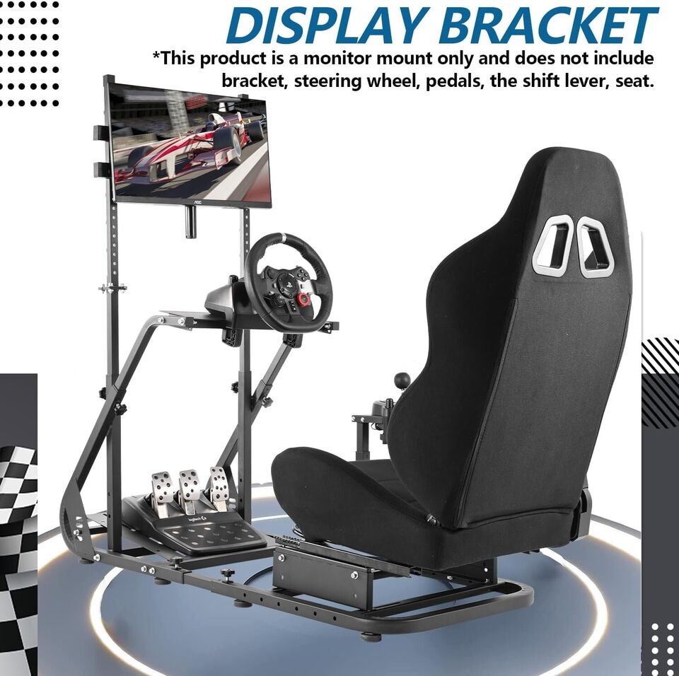 Minneer Racing Simulator Monitor Stand for Sim Racing Cockpit TV Mount Stand