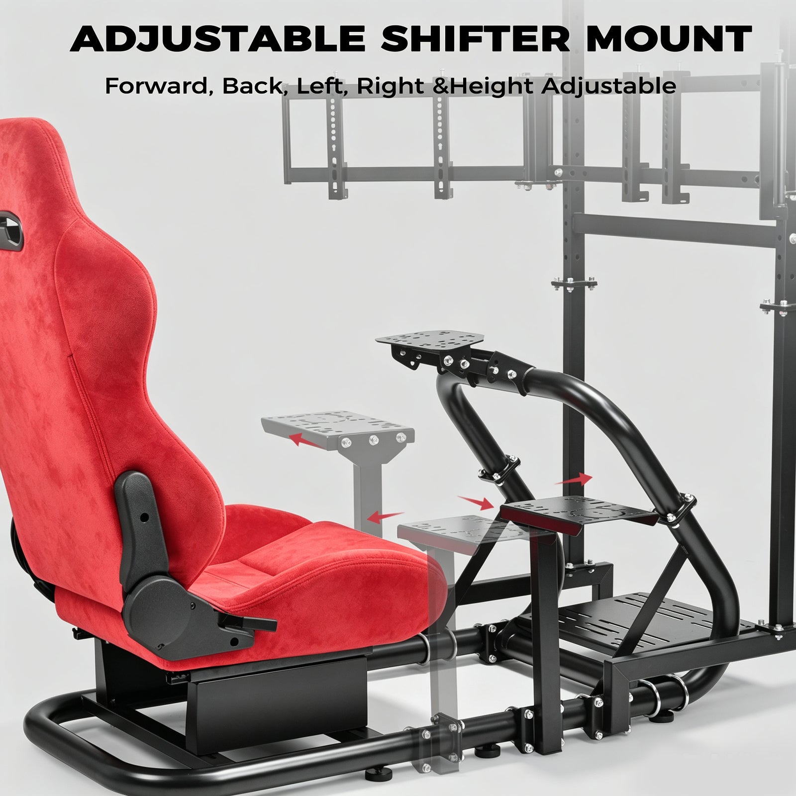 Minneer  Racing Simulator Cockpit with triple monitor stand and Suede seat Compatible with Logitech/Thrustmaster/Fanatec G29 G920 G923 T300RS CSL-DD, excludes steering wheel, pedals, monitor and gear shifter