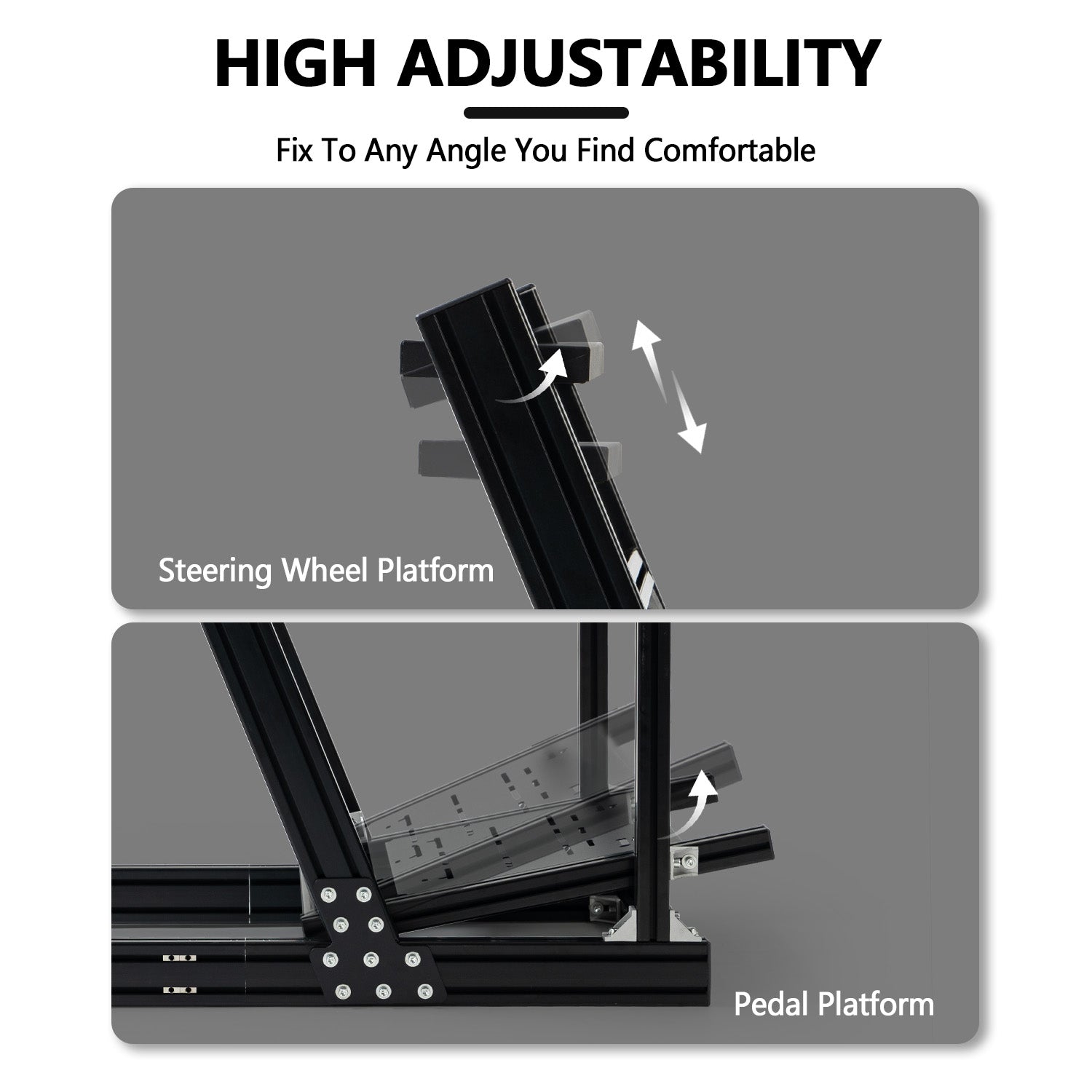 Minneer 4080 Aluminum Racing Simulator Cockpit with Black Seat and Triple Monitor Stand, Fully Adjustability, Fit for Logitech, Thrustmaster, Fanatec G29 G920 T248, Not Include Steering Wheel,Pedals,Handbrake,Monitor