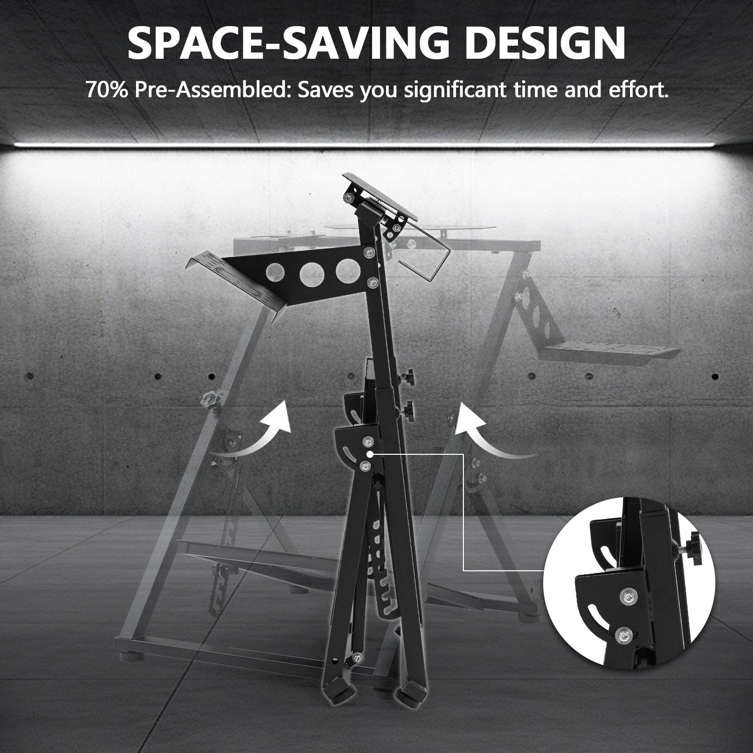 Minneer Foldable Racing Simulator Stand Fits for Logitech/Thrustmaster/Fanatec/Moza/PXN G29 G920 G923 R5 T248 T300 Adjustable Driving Steering Wheel Stand, Not Included Wheel Pedal