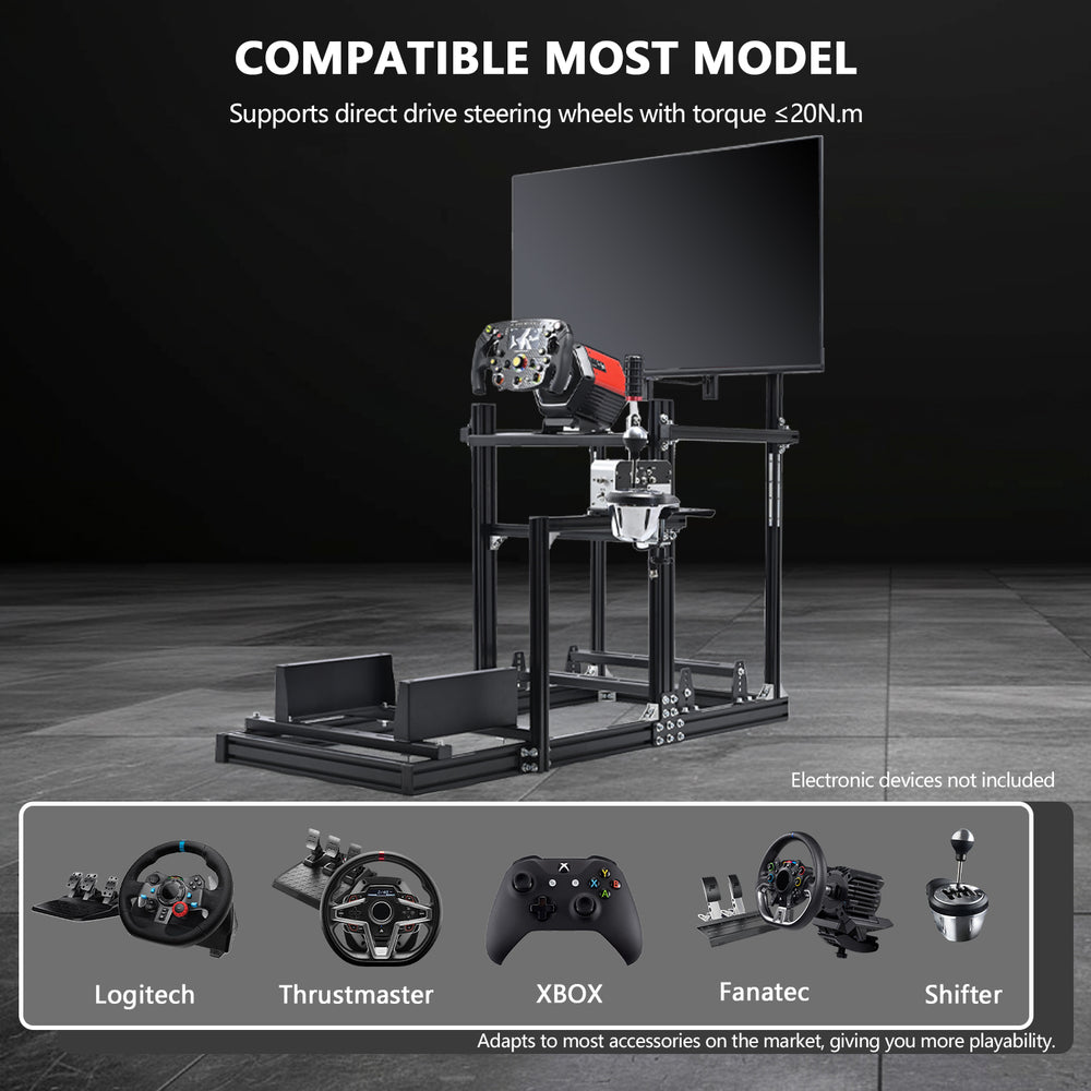 Minneer3060 Aluminum Profile Racing Sim Cockpit with TV stand, Ultra S