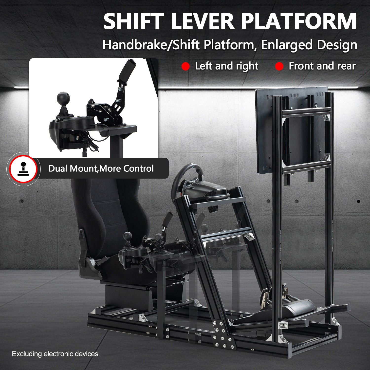 Minneer 4080 Aluminum Profile Racing Simulator Cockpit with Red Seat and Monitor Stand, Fully Adjustability, Fit  for Logitech G920 & G923, Xbox, Thrustmaster T300Rs, Sim Frame 8040, without Steering Wheel, Pedals, Handbrak and Monitor