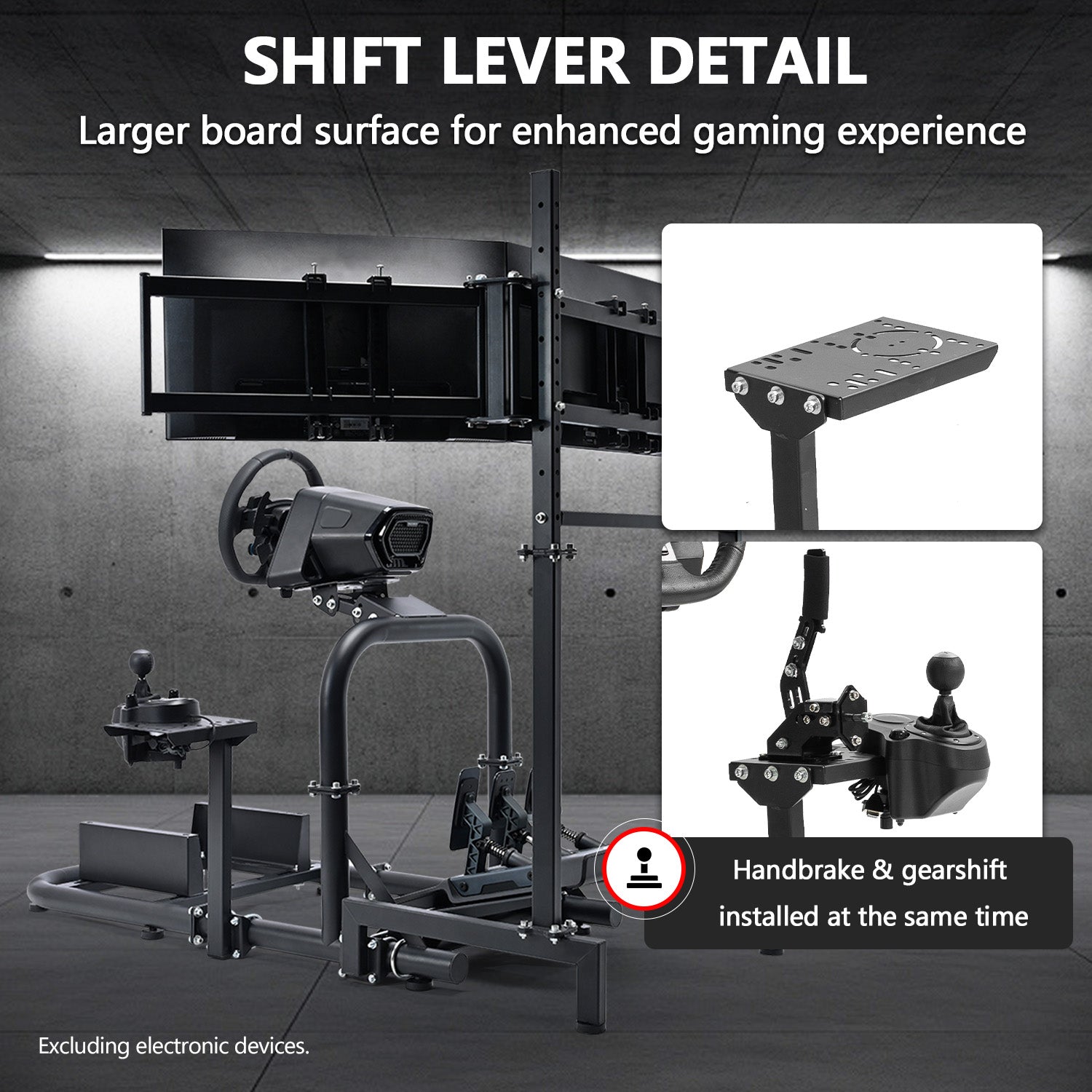 Minneer Driving Simulator Cockpit with Triple Monitor Mount ,Fully Adjustability, Fit for Logitech,Thrustmaster, Fanatec G29 G923 T248,  Not Include Steering Wheel,Pedals,Handbrake