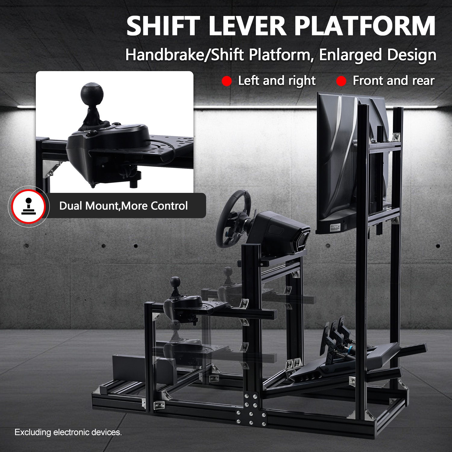 Minneer 4080 Aluminum Profile Racing Simulator Cockpit with Monitor Mount, Unlimited Adjustment, Fit for Thrustmaster, Fanatec, Moza, Logitech G29 GPro, Not Include Steering Wheel,Pedals,Handbrake