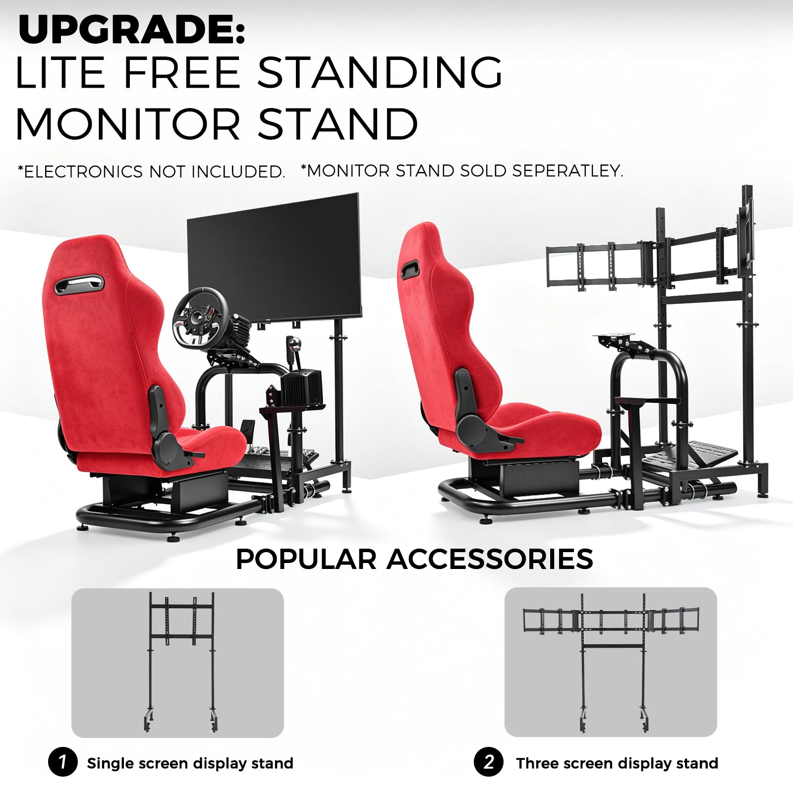 Minneer Racing Simulator Cockpit with Seat Fit Logitech G29 G920 Fanatec CSL-DD No Steering Wheel, Handbrake, Pedals