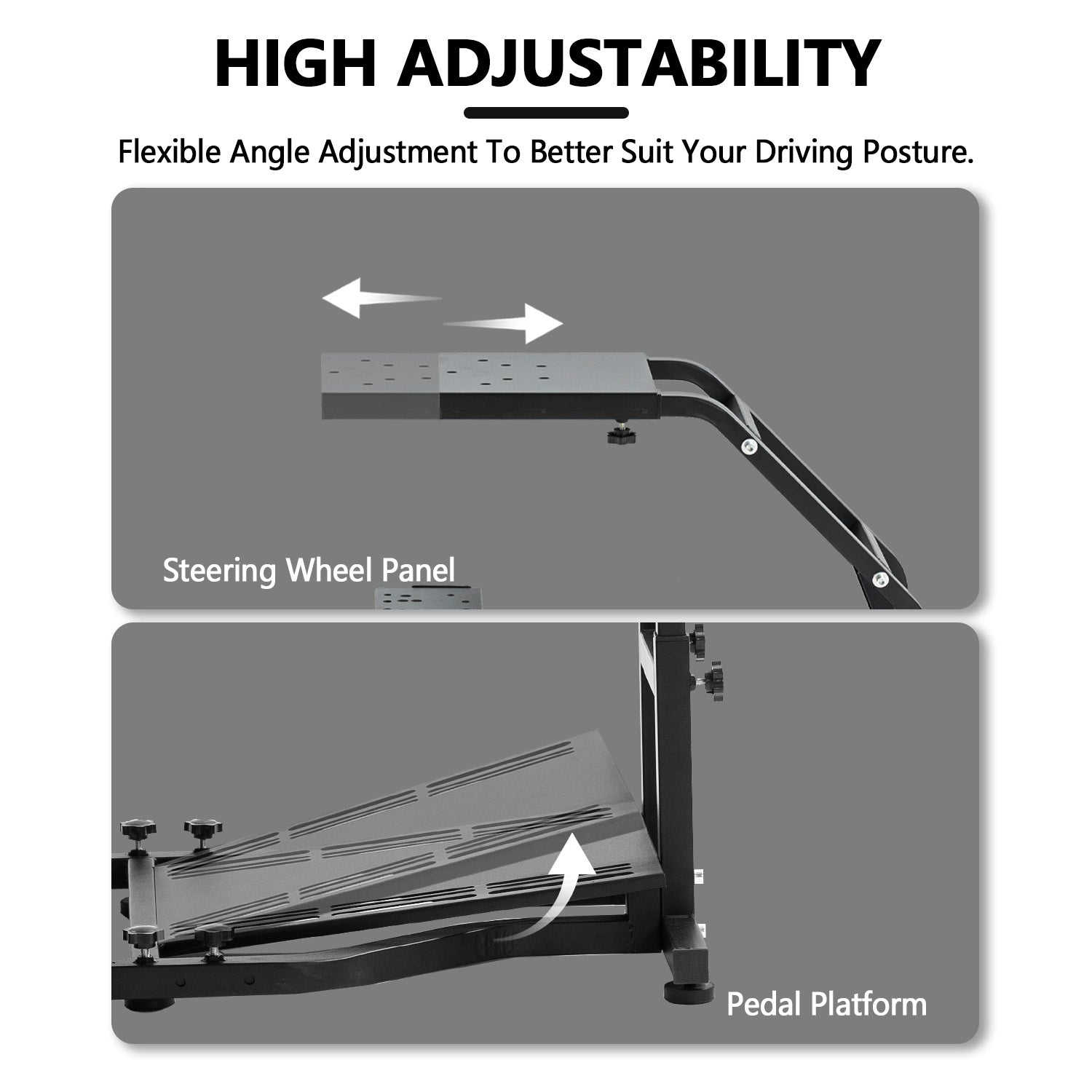 Minneer Racing Simulator Cockpit Gaming Frame Fits for Logitech/Thrustmaster/Fanatec G27 G29 G920 G923 T300,Adjustable Driving Steering Wheel Stand,Not Included Wheel, Pedal and Seat