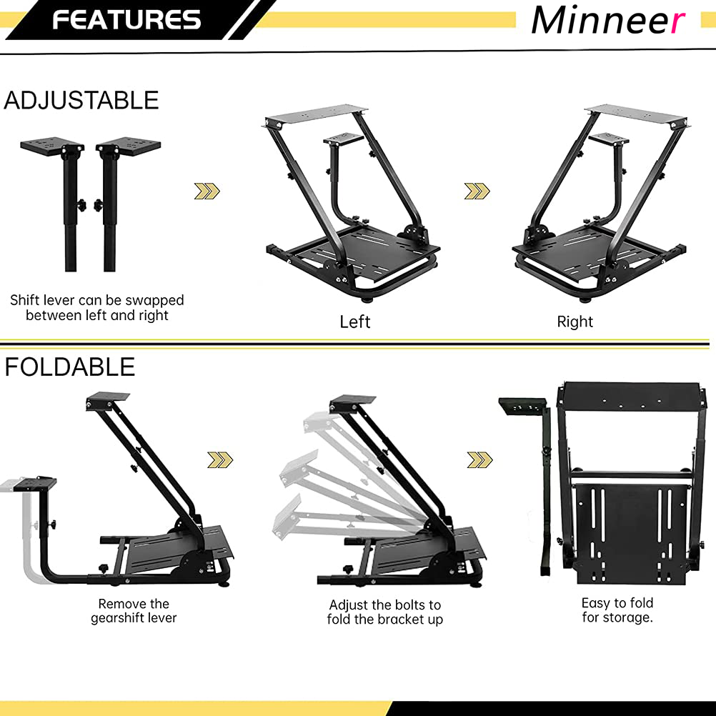 Minneer Adjustable Racing Steering Wheel Stand Fit Logitech G29 G920 G923 Thrustmaster