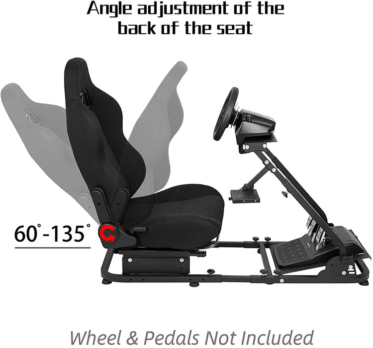 Minneer Simulator Driving Cockpit with Racing Black Seat Compatible with Logitech  G27/G29/G920/G923,Wheel and Pedals Not Include 