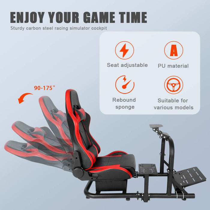 Minneer™ Racing Simulator Cockpit Stand,with Racing Seat fit Logitech G25 G27 G29 G920 G923 Thrustmaster T300 Fanatec,Steering Wheel Stand NO Wheel Pedals Visit the Supllueer Store