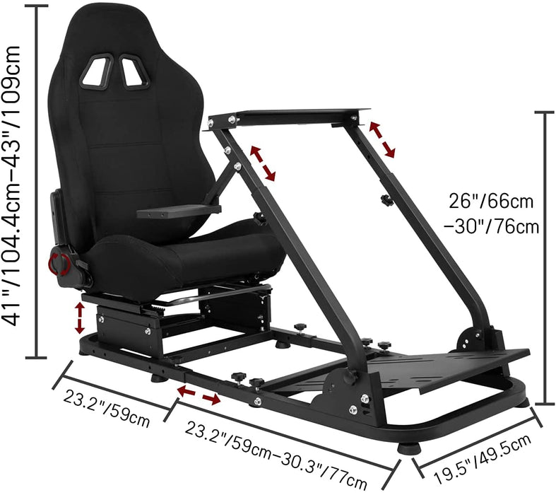 GTPLAYER Racing Simulator Cockpit with Speaker Racing Seat, Wheel Stand, Pedal and Seat Adjustable, Driving Simulator fit for Logitech G25G27G29G920, Steering Wheel Shifter Pedals NOT Included : Video Games