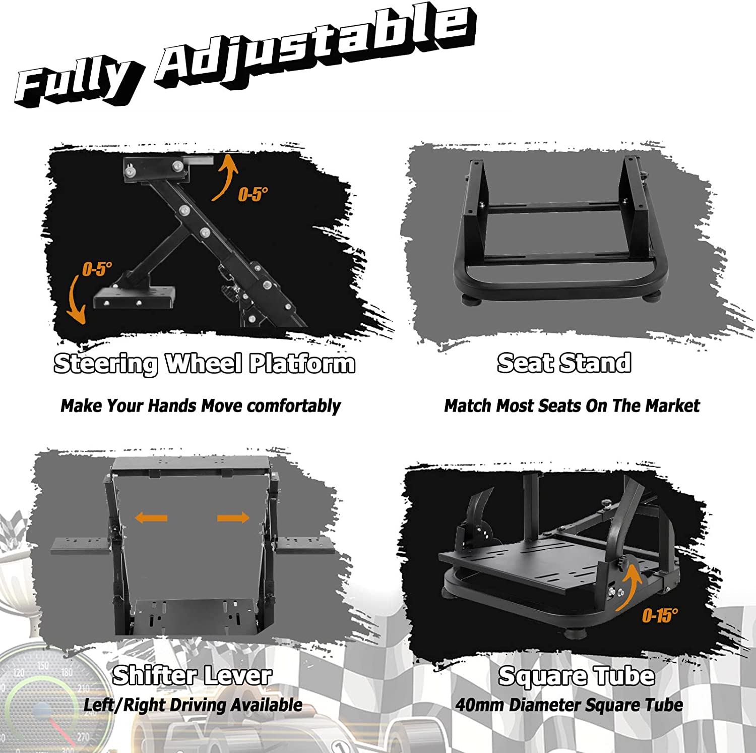 Minneer Racing Simulator Cockpit with Seat Foldable Fit Logitech G29 G920 Fanatec