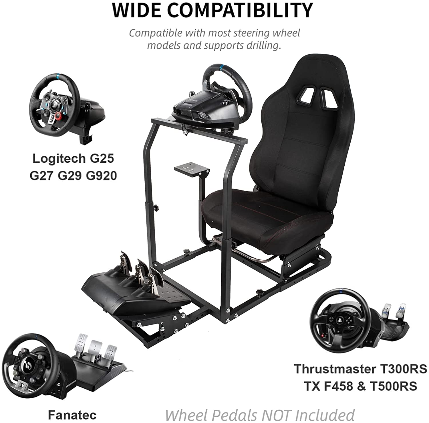 Minneer Driving Simulator Cockpit with Seat Fit Logitech Thrustmaster