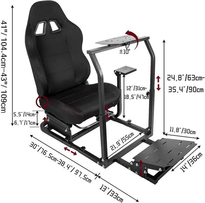 Minneer™ Racing Simulator Cockpit Frame with Seat Compatible with Logitech G25 G27 G29 G920 Adjustable Racing Wheel Stand Fit for PC/Xbox/PS4 Gaming Steering Stand,Wheel and Pedals Not Include