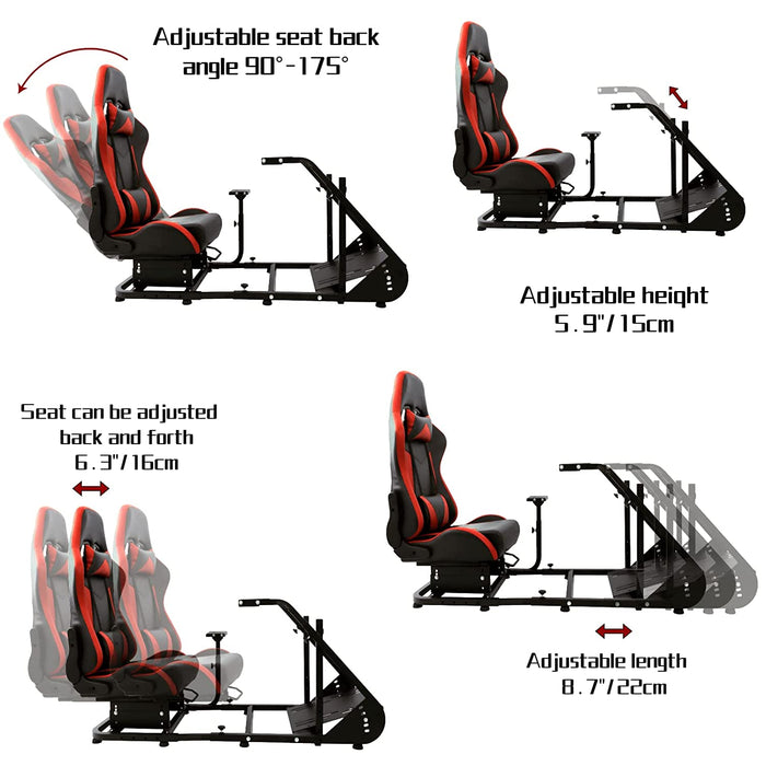 Minneer Real Gaming Racing Seat with Neck Pillow and Waist Pillow Ergonomic Computer Video Game Chair Red