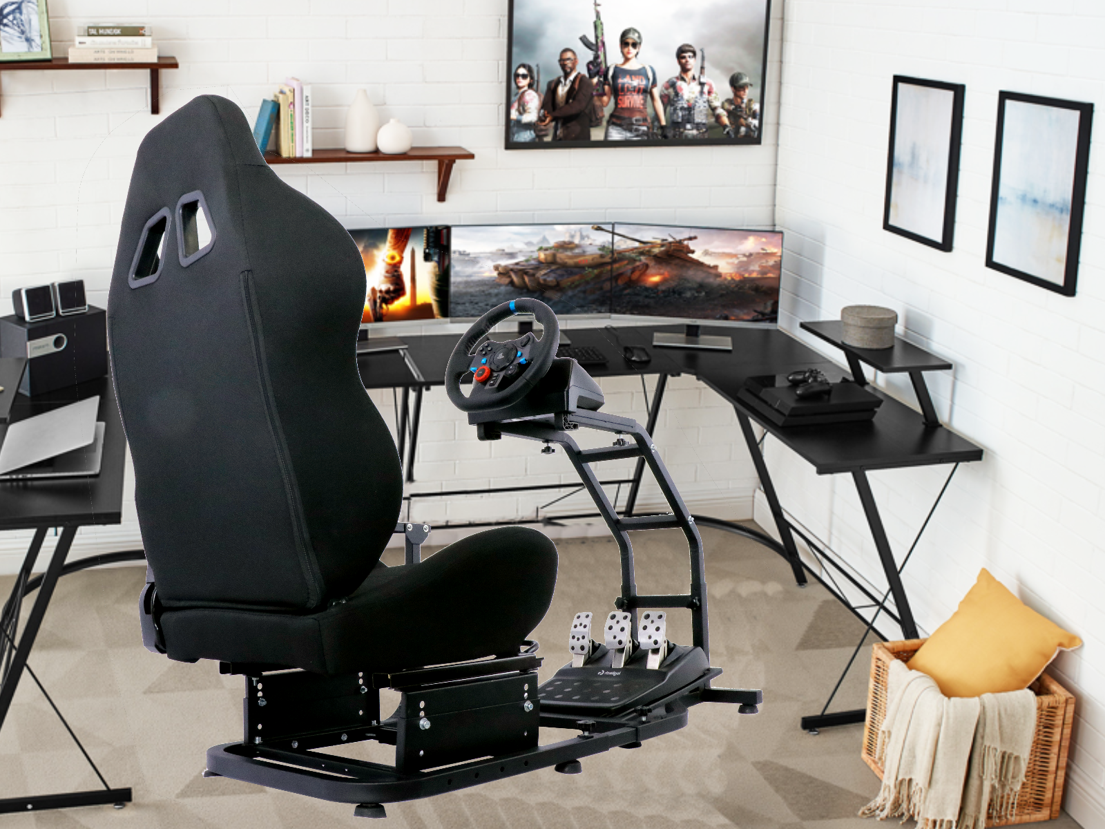 Minneer Racing Sim Cockpit Fit Logitech G29 G923 Thrustmaster T248 T300RS